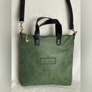 Gerl & Dear green, soft, leather, crossbody convertible handbag tote purse